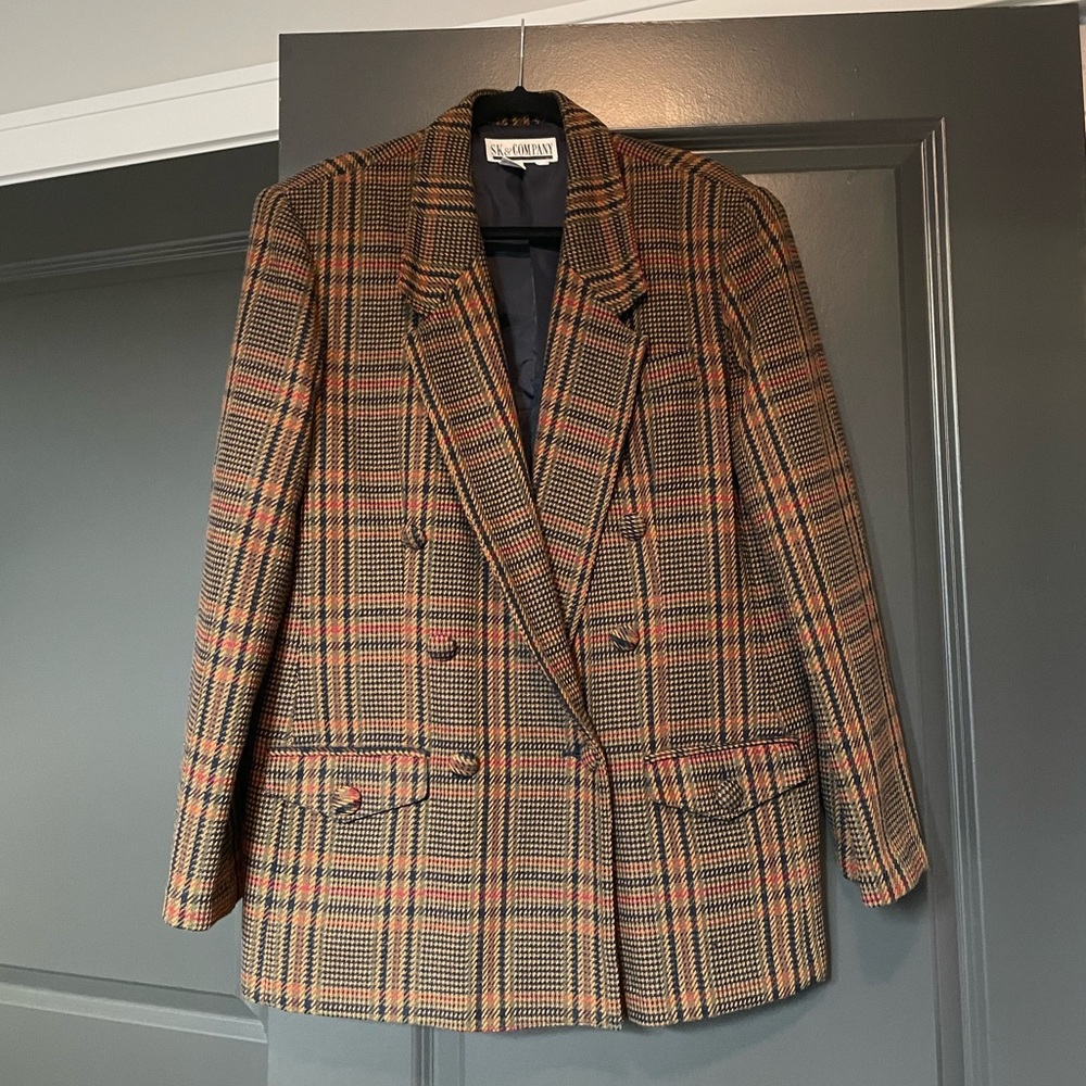 Vintage Double Breasted Plaid Blazer
